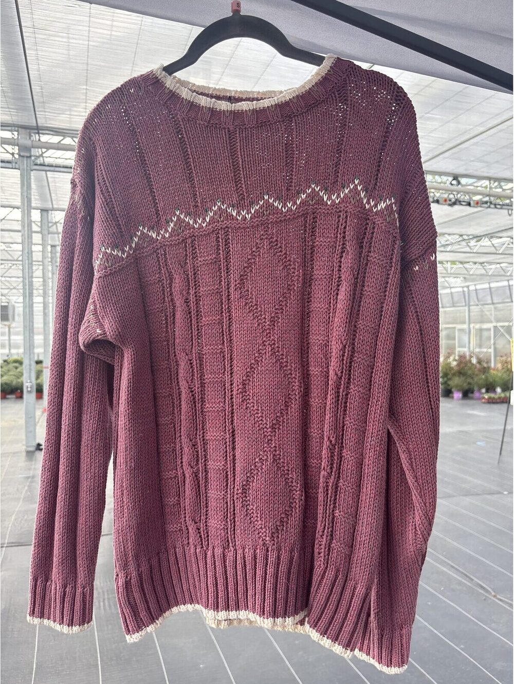 Burgundy Ramie Cotton Sweater Dry Waters Small